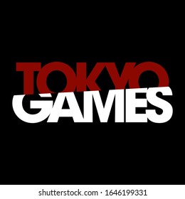 Tokyo Games Abstract Typography Red And White,Graphic Desing Print T-shirts Sport,vector,poster,card