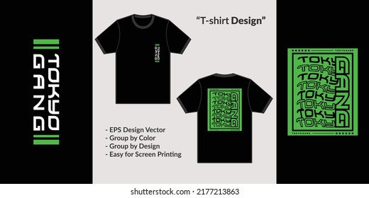 tokyo gang typography style streetwear design for premium jacket vector t-shirt merchandise