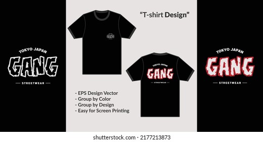 tokyo gang typography style streetwear design for premium jacket vector t-shirt merchandise