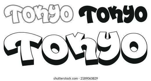 Tokyo graffiti decorative lettering vector illustration.