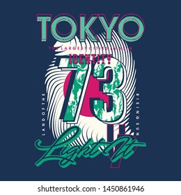 tokyo graphic text frame modern vintage t shirt