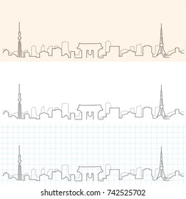 Tokyo Hand Drawn Skyline
