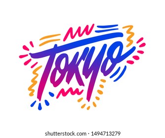 Tokyo Handwritten city name.Modern Calligraphy Hand Lettering for Printing,background ,logo, for posters, invitations, cards, etc. Typography vector.