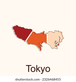 Tokyo High detailed illustration map, Japan map, World map country vector illustration template