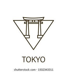 Tokyo icon. Element of city in triangle icon on white background