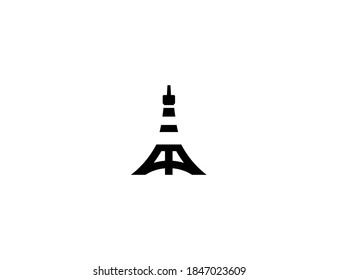 Tokyo Tower vector icon. Isolated Japan landmark illustration