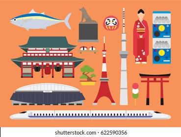 Tokyo Illustration, Vector, Japan, Landmark, Culture, Food, Toy