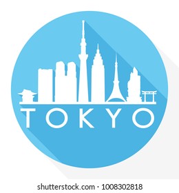 Tokyo Japan Asia Flat Icon Skyline Silhouette Design City Vector Art Famous Buildings
