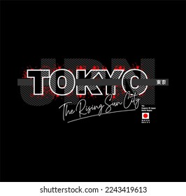 Tokyo, Japan athletic t-shirt with slogan. Apparel design with inscription in Japanese with the translation: Japan, Tokyo. Vector illustration.