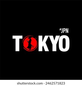 Tokyo, Japan athletic t-shirt with slogan. Apparel design with inscription in Japanese with the translation: Japan, Tokyo. Vector illustration.