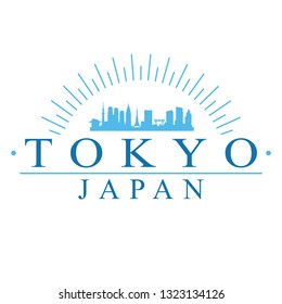 Tokyo Japan. Banner Design. City Skyline. Silhouette Vector. Famous Monuments.