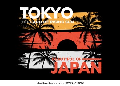 tokyo japan brush beach beach retro vintage illustration
