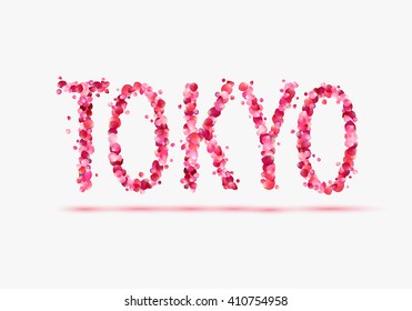 Tokyo - Japan capital city name of pink rose petals