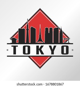 Tokyo, Japan Capital Skyline Logo. Adventure Landscape Design Vector Illustration.