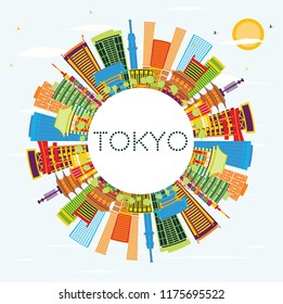 Tokyo Japan City Skyline with Color Buildings, Blue Sky and Copy Space. Vector Illustration. Business Travel and Tourism Concept with Modern Architecture. Tokyo Cityscape with Landmarks.