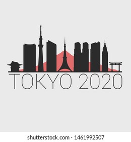 Tokyo Japan. City Skyline. Silhouette City. Design Vector. Famous Monuments.