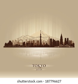 Tokyo Japan City Skyline Vector Silhouette Illustration