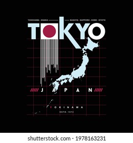 tokyo japan city, southeastern, maps graphic fashion typography vector for t shirt casual style design