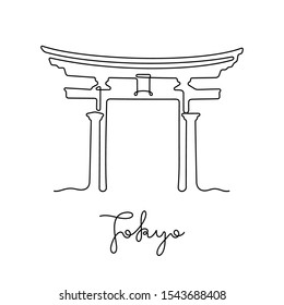 Tokyo, Japan. Continuous line vector illustration