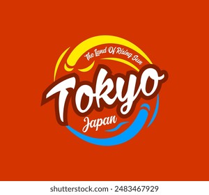 Tokyo japan design circular waves, typography, t shirt print vector illustration