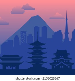 Tokyo, Japan famous city twilight background. 