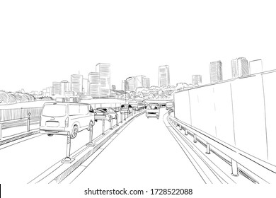 Tokyo, Japan. Hand drawn sketch.  Vector illustration.