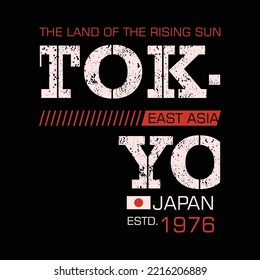 tokyo japan lettering typography vector, abstract flag icon graphic, illustration, for print t shirt