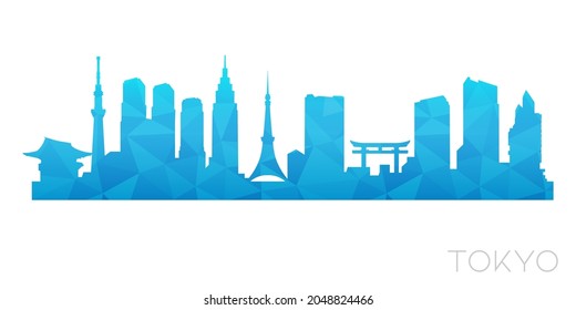 Tokyo, Japan Low Poly Skyline Clip Art City Design. Geometric Polygon Graphic Horizon Icon. Vector Illustration Symbol.