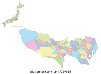 Tokyo Japan Map Colorful Icon