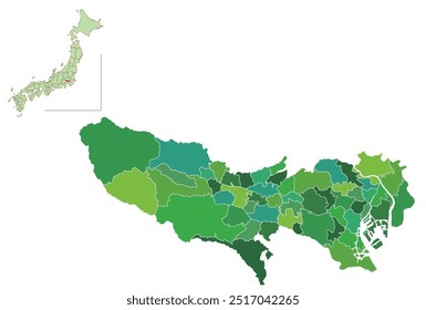 Ícone Verde do Mapa de Tóquio no Japão