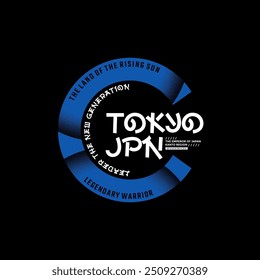 Tóquio, Japão, slogan de tipografia moderno e elegante. Vetor de design abstrato imprimir camiseta, tipografia, cartaz. Inscrição em japonês com a tradução em inglês: Tokyo. Ilustração vetorial.