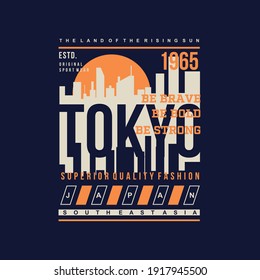 tokyo, japan, rising sun graphic t shirt design vector typography design