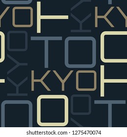 Tokyo, Japan seamless pattern, typographic city background, texture.