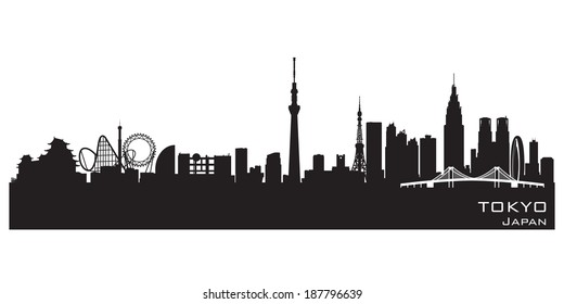 Tokyo Japan Skyline Detailed Vector Silhouette