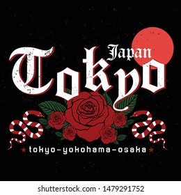Tokyo japan slogan typography, t-shirt graphics, vectors