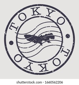 Tokyo, Japan Stamp Postal. A Map Silhouette Seal. Passport Round Design. Vector Icon Design Retro Travel.