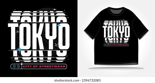 Tokyo japón: tipografía de eslogan de ropa de calle y2k, futurista, futuro, ciberpunk, retrofuturismo. Ilustración de diseño del icono del logotipo del vector. Cartel, fondo, ropa, pegatina, insignia, camiseta de comillas