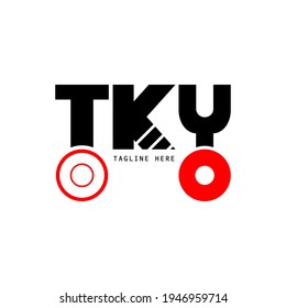 Tokyo japan text typography design. minimalist logo concept, vintage, retro with black color and red circle. can be used for fashion, shirt, clothing, symbol and icon. isolated background
