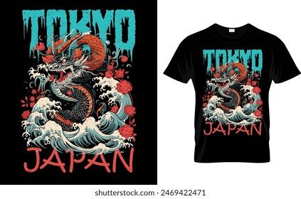 Tokyo Japan T-Shirt Design.Buntes und modisches T-Shirt Design für Männer und Frauen.