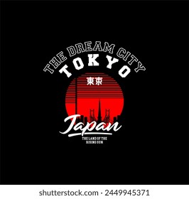 TOKYO, japan typography graphic for t-shirt design. Tee shirt print, original apparel with grunge. Vector illustration.