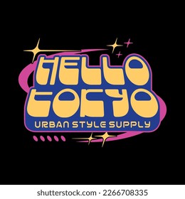 Tokyo japan typography slogan streetwear y2k style logo vector icon illustration. Print, poster, fashion, tshirt, sticker