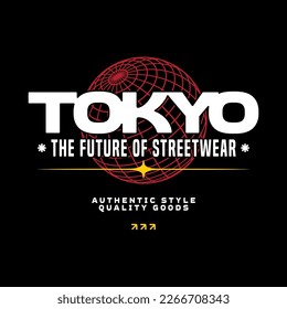 Tokyo japan typography slogan streetwear y2k style logo vector icon illustration. Print, poster, fashion, tshirt, sticker