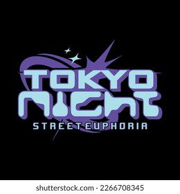 Tokyo japan typography slogan streetwear y2k style logo vector icon illustration. Print, poster, fashion, tshirt, sticker