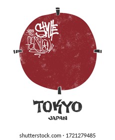 Tokyo, Japan typography for t-shirt with grunge