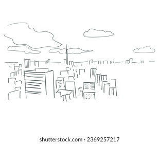 Tokyo Japan vector sketch city illustration line art sketch