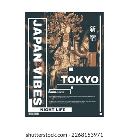 tokyo japan vibes poster night life design vector