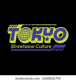 Tokyo japan y2k streetwear style colorful slogan typography vector design icon illustration. Kanji translation Tokyo. Tshirt, poster, banner, fashion, slogan shirt, sticker, flyer.