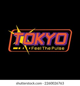 Tokyo japan y2k streetwear style colorful slogan typography vector design icon illustration. Kanji translation Tokyo. Tshirt, poster, banner, fashion, slogan shirt, sticker, flyer.