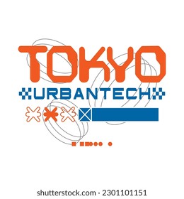 Tokyo japan y2k streetwear style colorful slogan typography vector design icon illustration. Kanji translation Tokyo. Tshirt, poster, banner, fashion, slogan shirt, sticker, flyer.