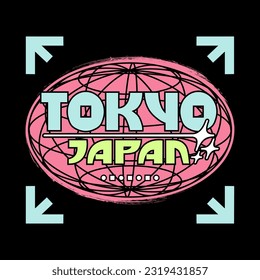 Tokyo japan y2k streetwear style colorful slogan typography vector design icon illustration. Vintage tshirt, fashion, poster, slogan shirt, sticker